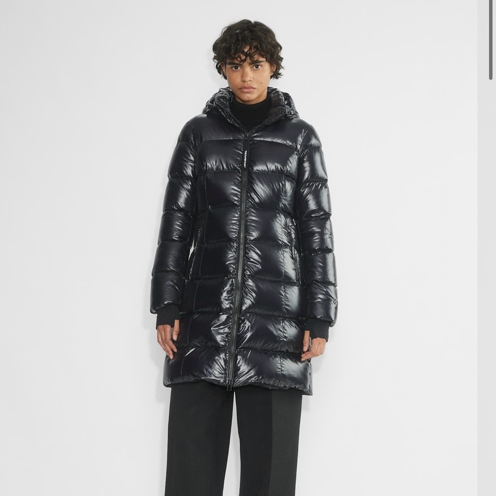 Aritzia Black Glossy Puffer Jacket
